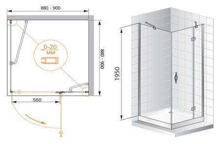 Душевой уголок Cezares Bergamo A1 90 C Cr R 