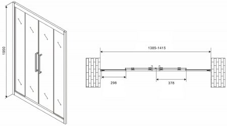 Душевая дверь Abber Schwarzer Diamant 140 AG33140H профиль Хром стекло прозрачное 