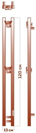 Полотенцесушитель электрический (I-образный) Bauedge Stella Square DB-0083, 13x120 см 