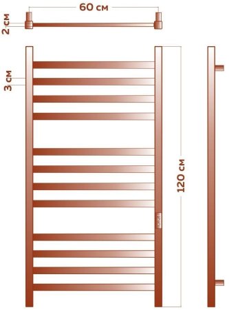 Полотенцесушитель электрический (лесенка) Bauedge Hotel DB-0009, 60x120 см 