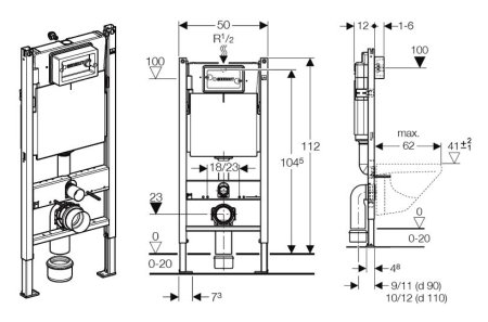 Система инсталляции для унитазов Geberit Duofix UP182 458.160.00.1 