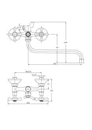 Смеситель двуручковый для душа с шаровым переключателем HAIBA HB2208 хром 