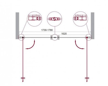 Душевая дверь BelBagno Etna 180 ETNA-B-2-180-C-Cr профиль Хром стекло прозрачное 