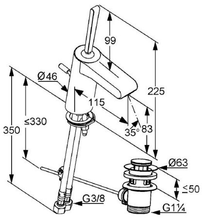 Смеситель Kludi O-CEAN 383450510 для раковины 