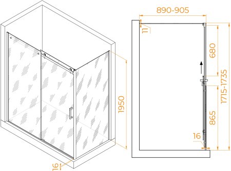 Душевой уголок RGW TO-44B (TO-14B + Z-050-2B) 1700x900 