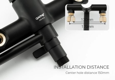 Смеситель для ванны Gappo G03-6 G2203-6 универсальный Черный матовый Хром 