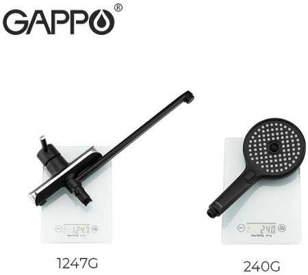 Смеситель для ванны Gappo G03-6 G2203-6 универсальный Черный матовый Хром 