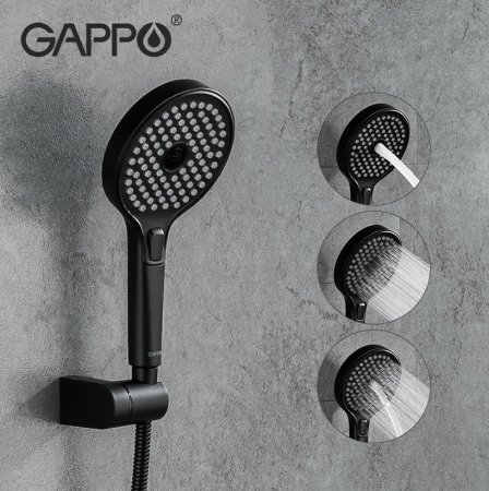 Смеситель для ванны Gappo G03-6 G2203-6 универсальный Черный матовый Хром 