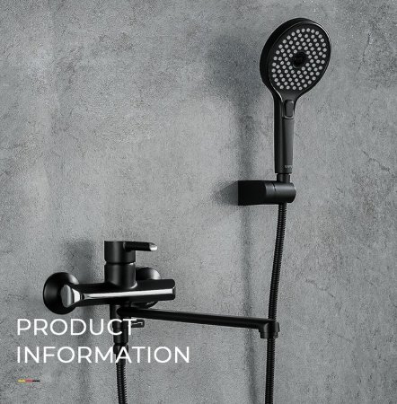 Смеситель для ванны Gappo G03-6 G2203-6 универсальный Черный матовый Хром 