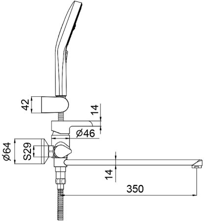 Смеситель для ванны Gappo G03-6 G2203-6 универсальный Черный матовый Хром 