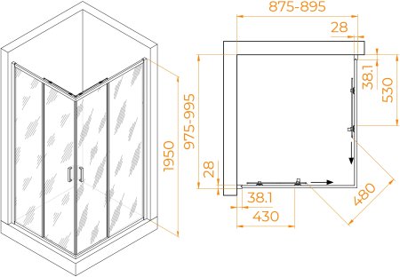 Душевой уголок RGW PA-246B 900x1000 