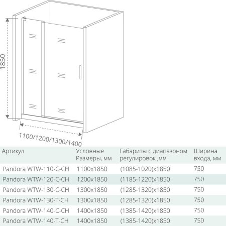 Душевая дверь в нишу Good Door Neo WTW-120-C-CH 