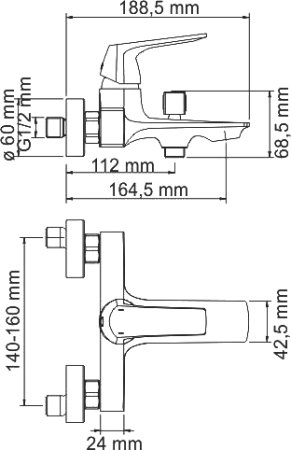 Смеситель WasserKRAFT Neime 1901 для ванны с душем 