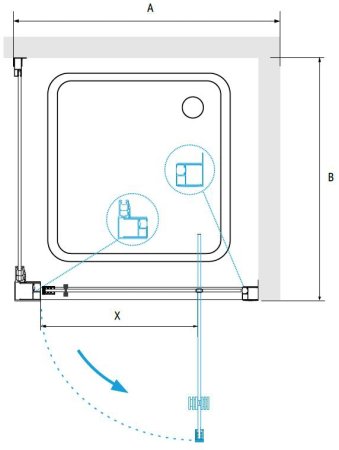Душевой уголок RGW PA-135-1 (PA-105 + Z-060-1) 1000x1000 