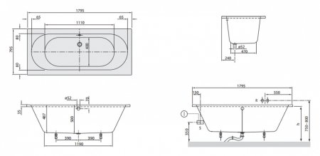 Акриловая ванна Villeroy & Boch O Novo UBA180CAS2V-01 SOLO 180 alpin 