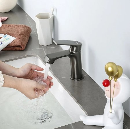 Смеситель для раковины Frap H71-9 F1071-9 Оружейная сталь 