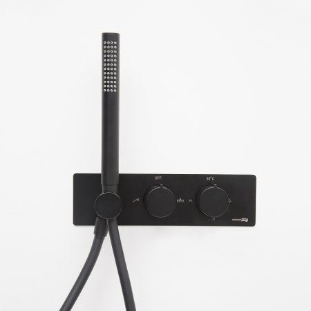 Душевая система WasserKRAFT A16160 Thermo с термостатом Черная матовая 