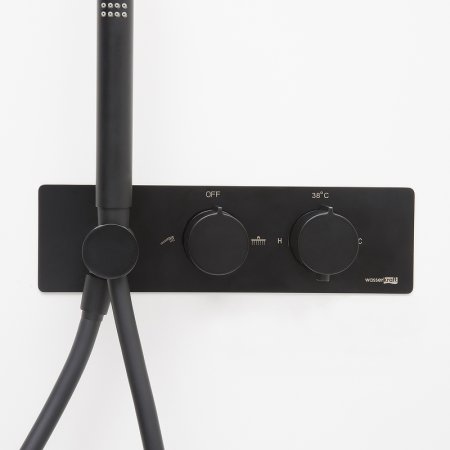 Душевая система WasserKRAFT A16160 Thermo с термостатом Черная матовая 