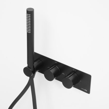 Душевая система WasserKRAFT A16160 Thermo с термостатом Черная матовая 