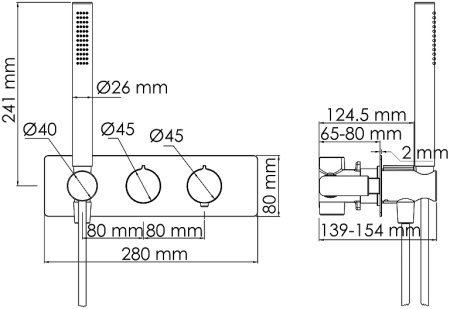 Душевая система WasserKRAFT A16160 Thermo с термостатом Черная матовая 