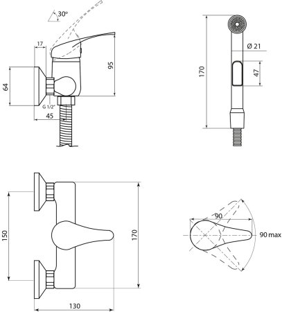 Смеситель Славен с гигиеническим душем Прораб П (СЛ-ОД-П51) 