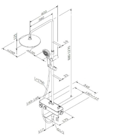 Душевая система AM.PM Inspire 2.0 F0750A500 хром 