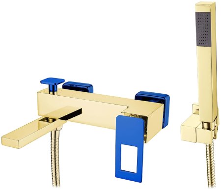Смеситель для ванны Boheme Q 143-GUV Золото Синий 