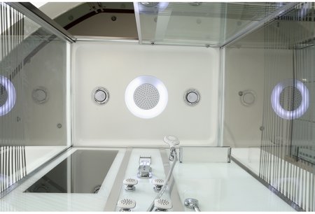 Душевая кабина Black&White Galaxy 5509120 с гидромассажем профиль Серебристый хром задняя стенка Белая 