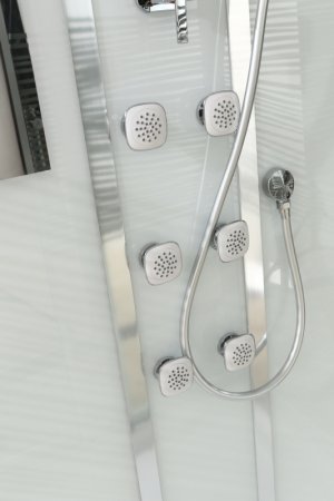 Душевая кабина Black&White Galaxy 5509120 с гидромассажем профиль Серебристый хром задняя стенка Белая 