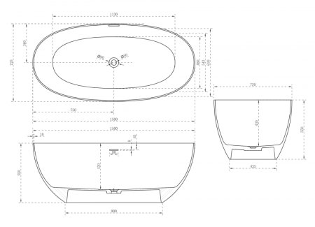 Ванна из искусственного камня ABBER Stein AS9624-1.5 белая матовая 