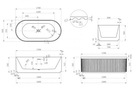Акриловая ванна ABBER AB9410-1.7 белая 