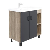 Тумба с раковиной Onika Тимбер 70.10 серый матовый/дуб сонома