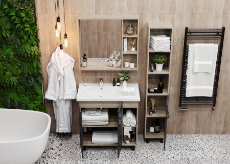 Тумба с раковиной Onika Тимбер 70.10 серый матовый/дуб сонома 