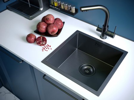 Мойка кухонная Paulmark Aller PM904444-GM вороненая сталь 