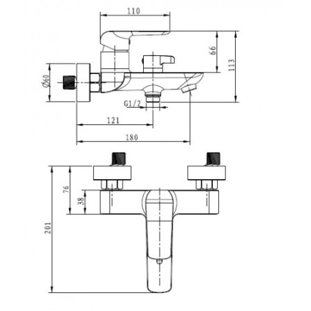 Смеситель для ванны Kaiser Glory 69022 Хром 