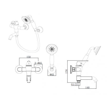 Смеситель для ванны Landberg LB-115003 Хром 