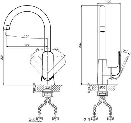 Смеситель D&K Gondolla DA1022418 для кухонной мойки 
