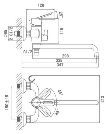 Смеситель D&K Paulinus Rhein DA1353301 универсальный 