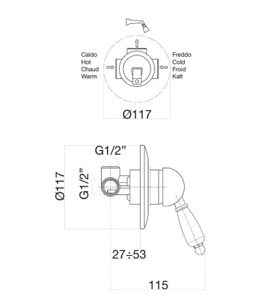 Смеситель для душа Fiore Imperiale 83OO5130 Золото 