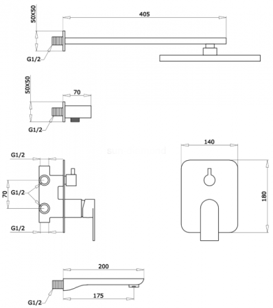 Верхний душ встраиваемый GANZER GZ21065-C BLACK 
