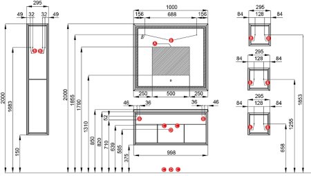 Тумба под раковину Aquaton Уэльс 80 1A267901WA6A0 подвесная Авеллино грей Антрацит 