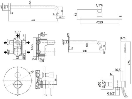 Душевая система Paffoni Light KITLIG019NO046 Черная матовая 