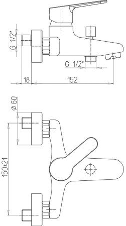 Смеситель для ванны Paini Unika 59CR111LMKM Хром 