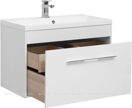 Тумба с раковиной Aquanet Августа 90 белый (ручка хром, раковина Нота) 