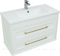Тумба с раковиной Aquanet Бостон М 100 белый (ручки золото, раковина Бостон 100)
