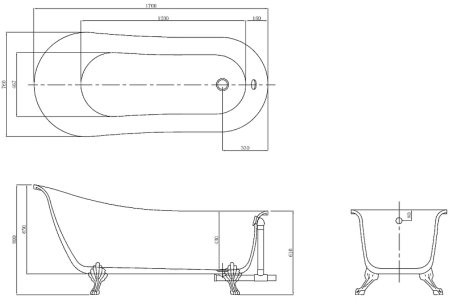 Акриловая ванна Azario Cardiff 170х76 CAR17076 без гидромассажа 