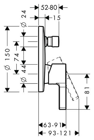 Смеситель Hansgrohe Metris S 31465000 для ванны с душем 