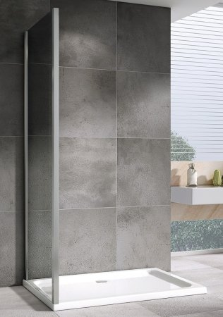 Душевая стенка Abber Schwarzer Diamant 90x195 S90 профиль Хром стекло прозрачное 