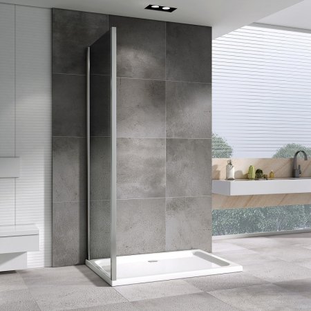 Душевая стенка Abber Schwarzer Diamant 90x195 S90 профиль Хром стекло прозрачное 