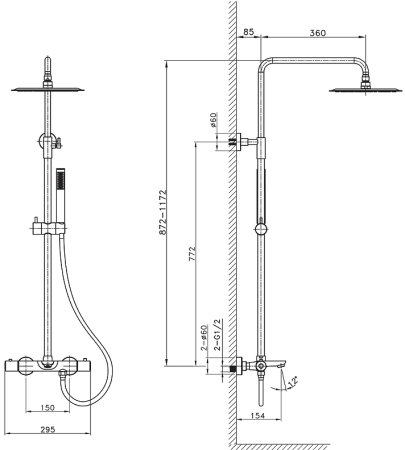 Душевая система Raiber Graceful RPB-007 с термостатом Черная матовая 